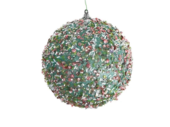 6" Teal Speckle Glitz Ornament