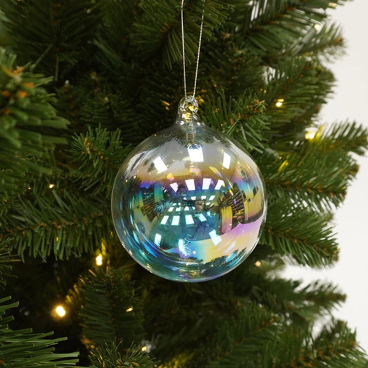 4" Iridescent Bubble Ball Glass Ornament