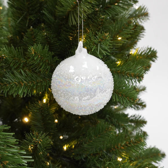 4" Winter Rainbow White Ball Ornament
