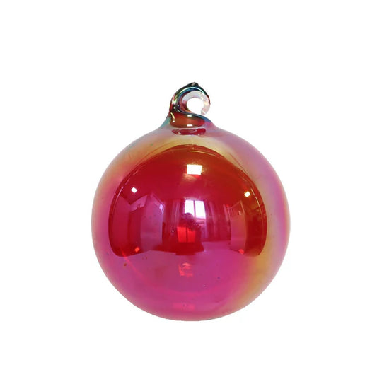 4" Hot Pink Aurora Glass Ornament