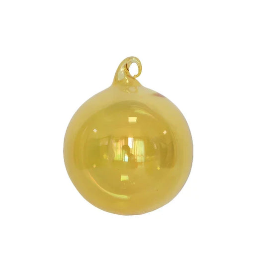 Yellow aurora glass ornament, 5 inches