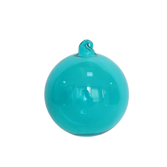 5" Turquoise Crystalline Glass Ornament