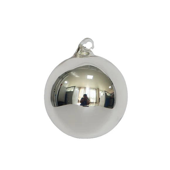 4" Silver Mirror Glass Ball Ornament