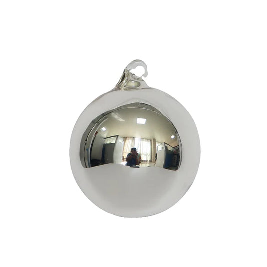 4" Silver Mirror Glass Ball Ornament