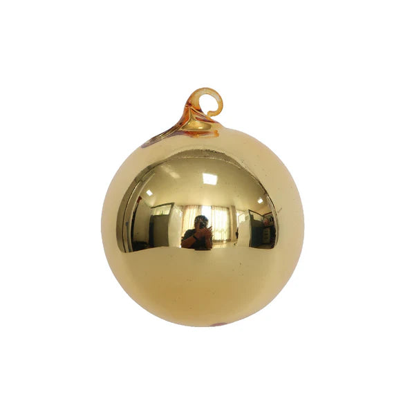 Gold glass mirror ornament, 5 inch, for Christmas tree decorating
