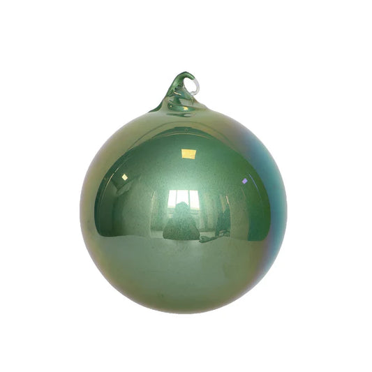 5" Teal Pearlescent Glass Ornament