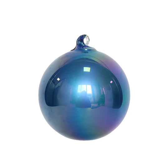 5" Royal Blue Pearlescent Glass Ornament