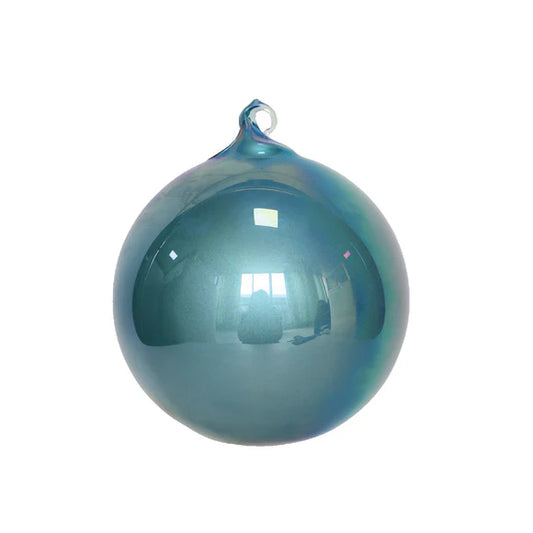 5" Turquoise Pearlescent Glass Ornament
