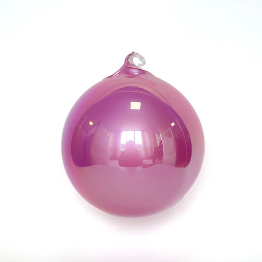 6" Hot Pink Pearlescent Glass Ornament