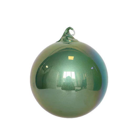6" Mint Pearlescent Glass Ornament