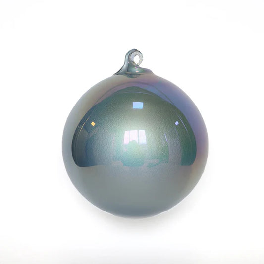 6" Light Blue Pearlescent Glass Ornament