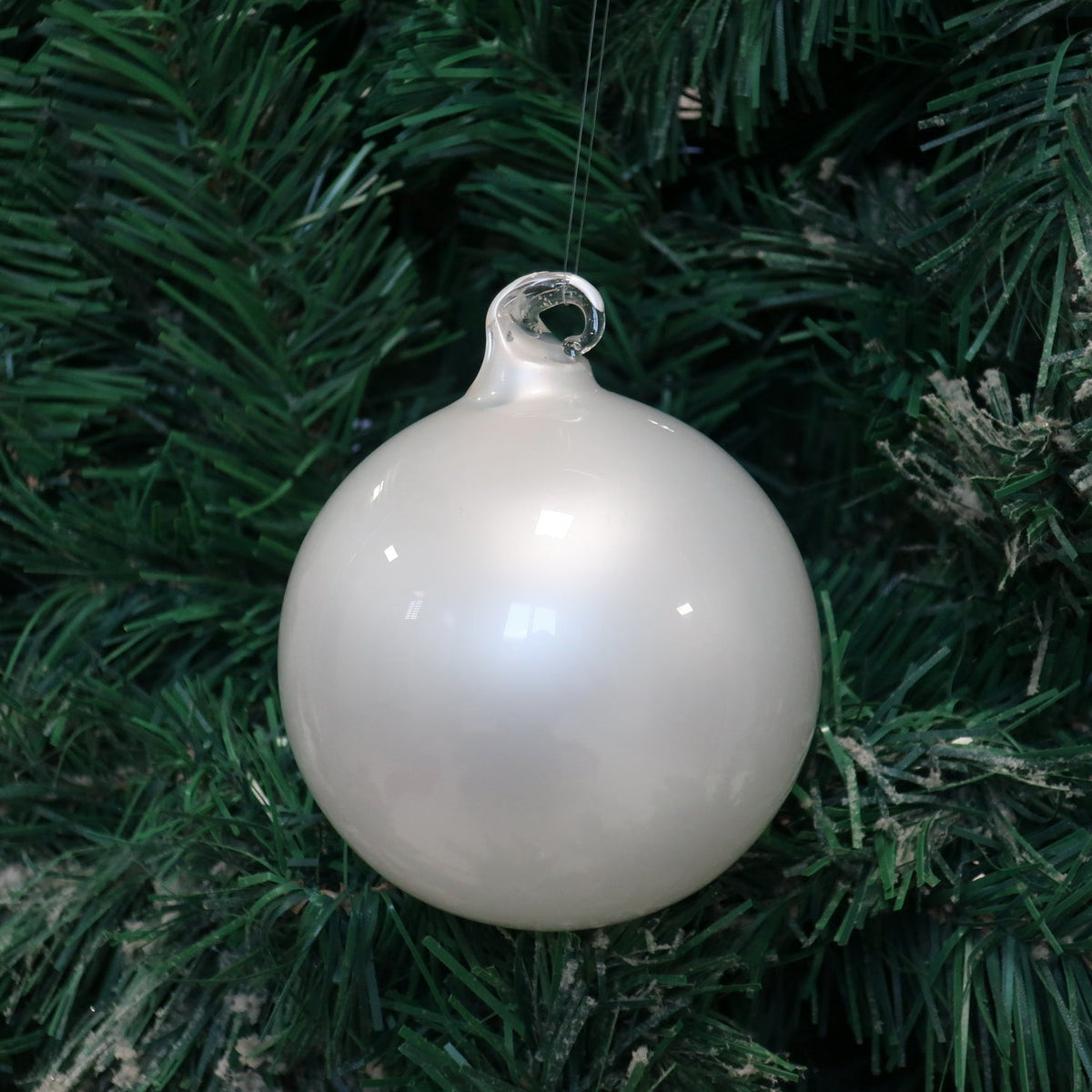6" Pearl Gilded Glass Ornament