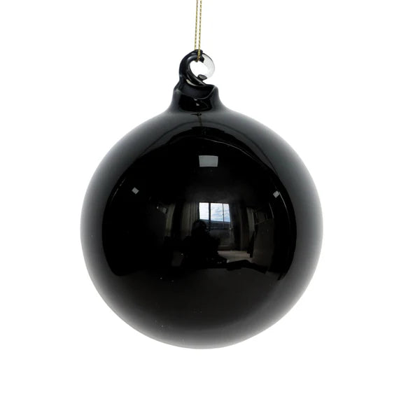 Black Illume glass ball ornament, 4"