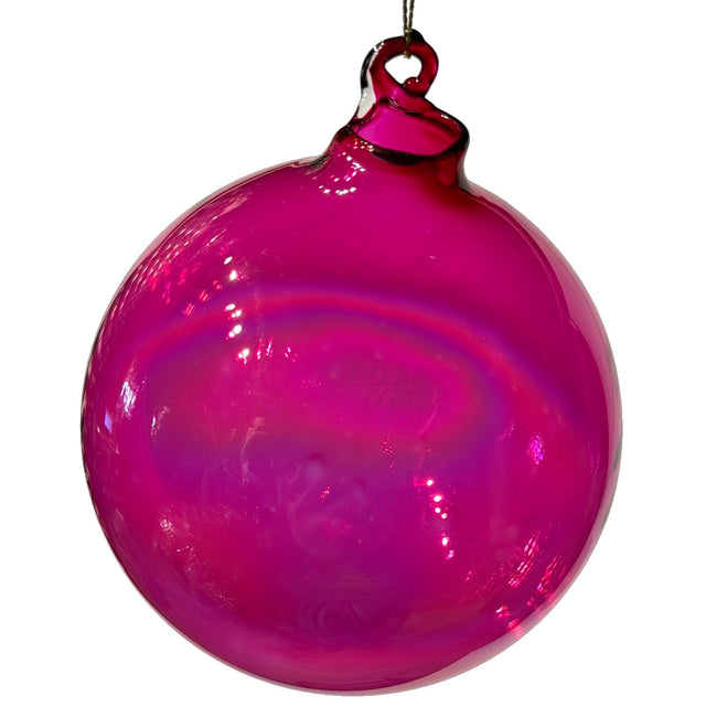 Hot pink aurora ornament with a shifting finish.