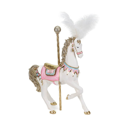 53.5cm Cotton Candy Carriage Horse Pink Cream Gold