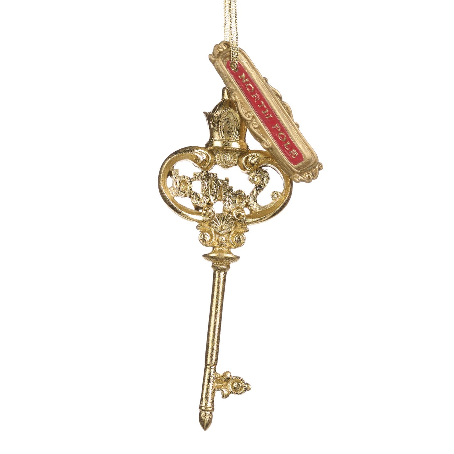 5.5" North Pole Key w/ Tag Gold Red