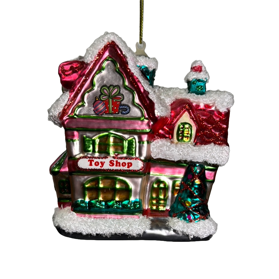 Glass toy shop ornament, alternate assorted design.