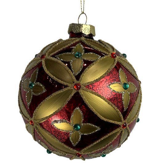 4" Red Gold Ornament