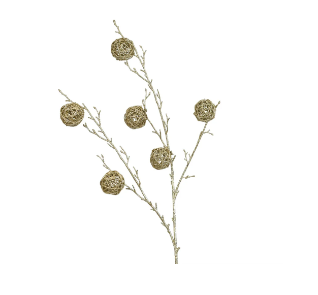 38" Rattan Ball Platinum Spray