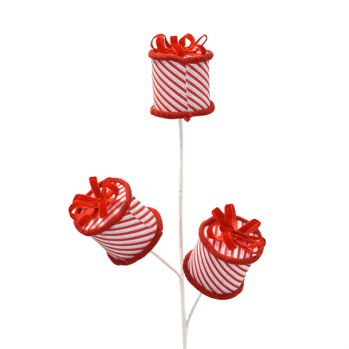 25" Striped Package Spray Red White