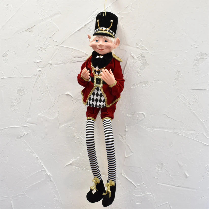 31" Elf Nutcracker Whimsical Poseable Red White Black