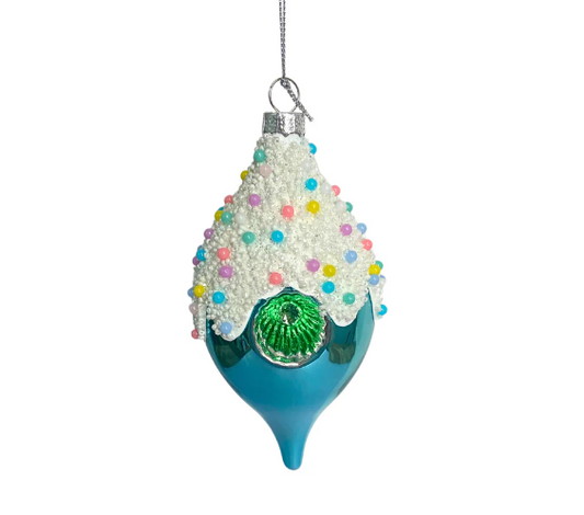 5.5" Sprinkles Finial Blue Glass