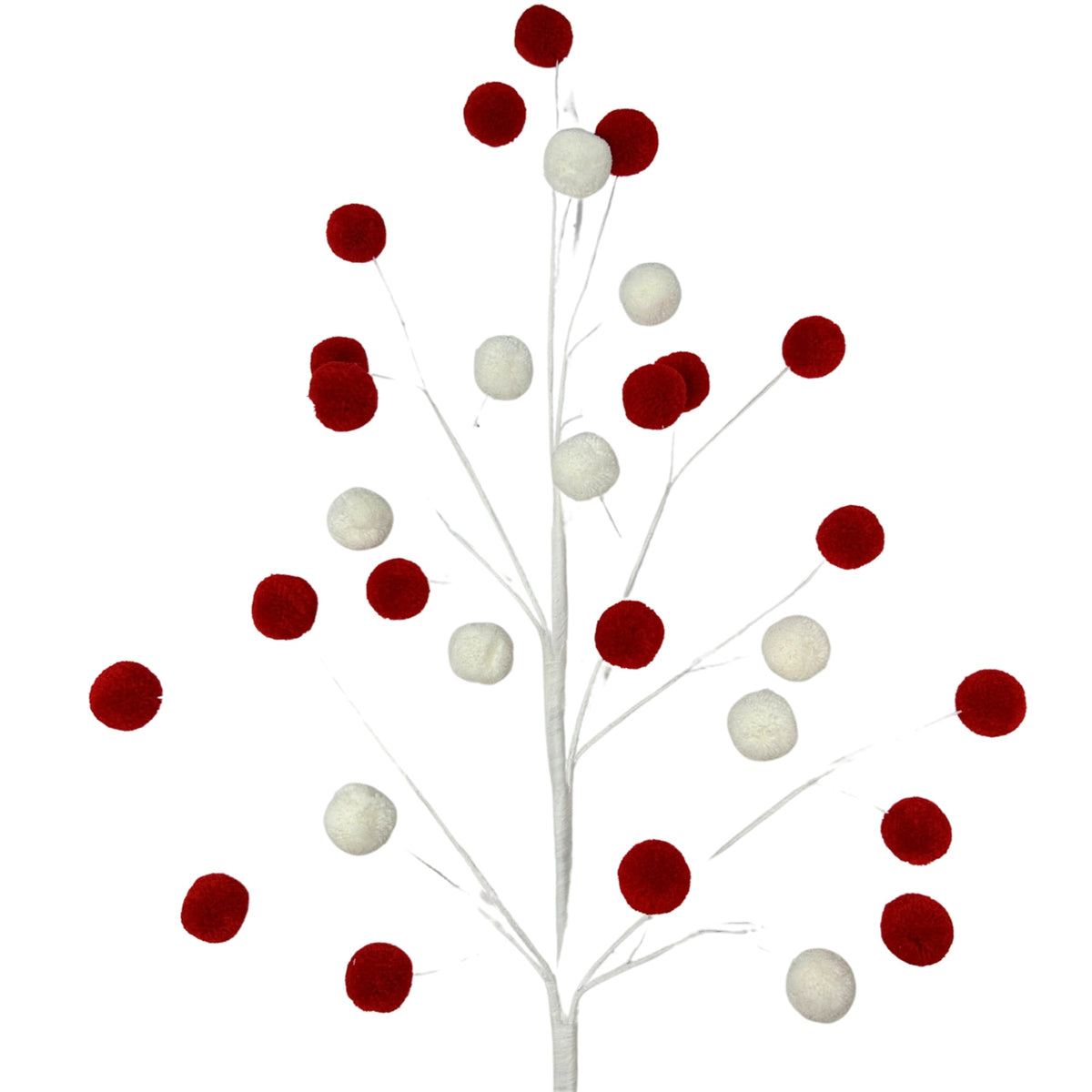 32" Pom Pom Spray Red White