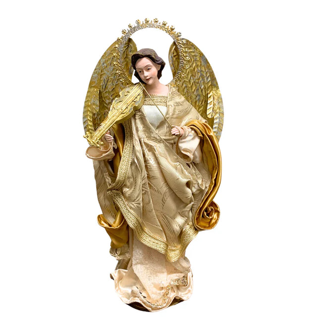 Gold angel tabletop figurine with an elegant finish.
