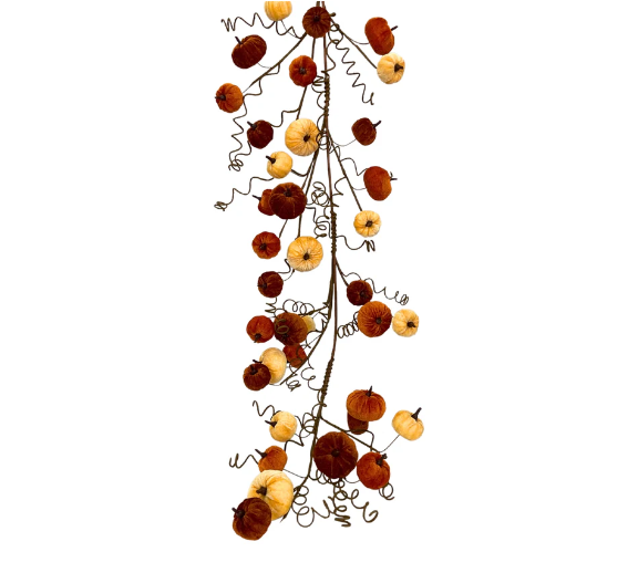 4' Garland Pumpkin Velvet Harvest