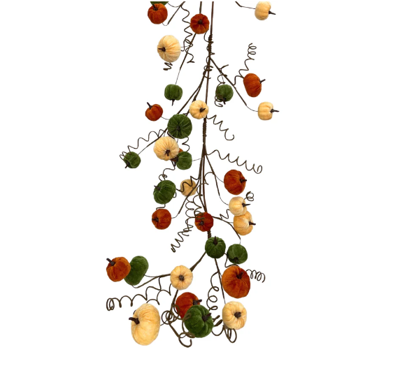 4' Garland Pumpkin Velvet Autumn
