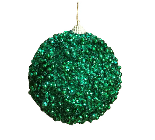 4" Green Beaded Ornament