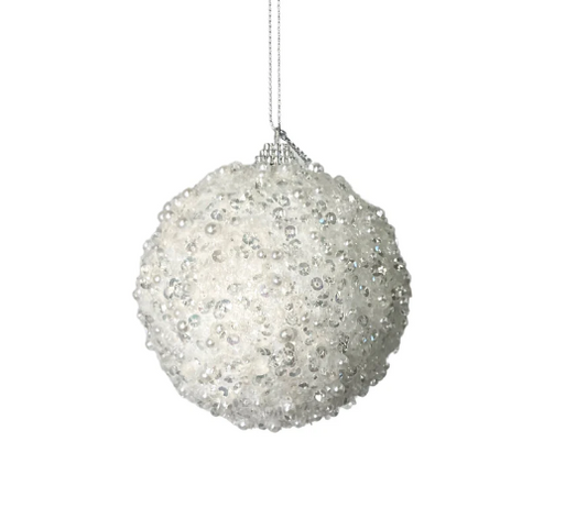 4" Ornament Dazzling Sequin White