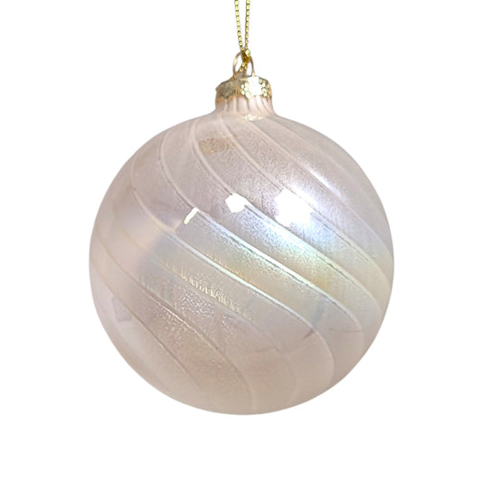 5" Pearl Swirl Frosted Glass Ornament