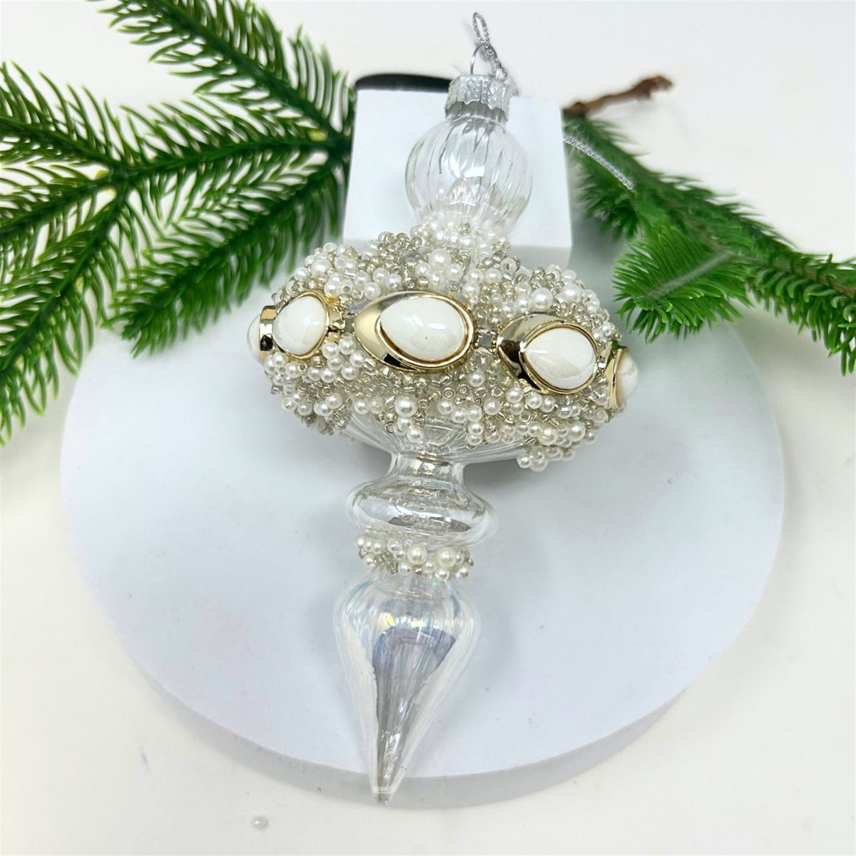 4-6" Pearl Bead Glass Ornament