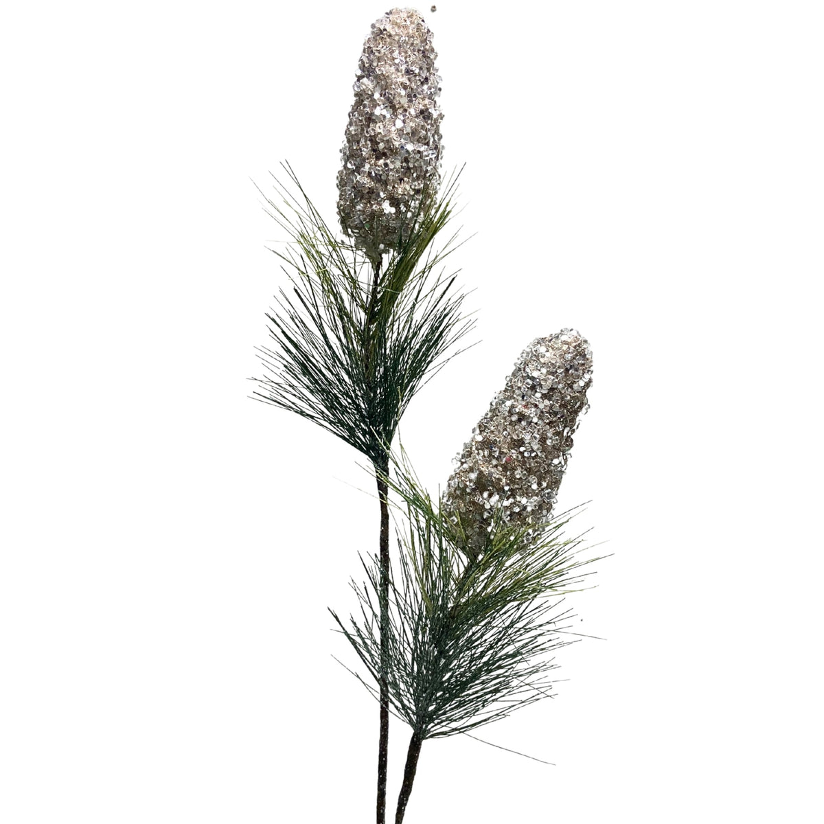 32" Pinecone Iced Champagne Spray