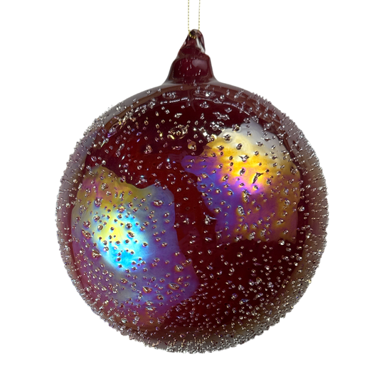 6" Maroon Beaded Glass Ornament