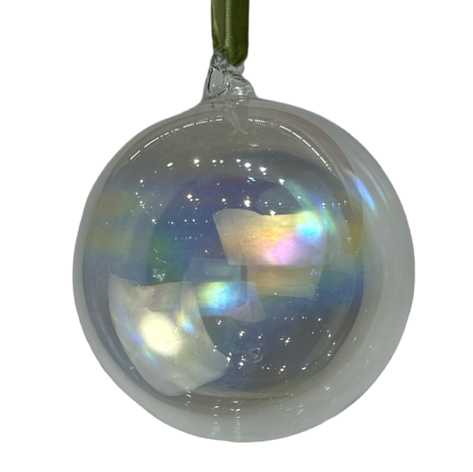 4" Ornament Clear Glass Iridescent