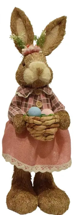 17" Rabbit w/ Egg Basket Pink