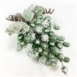 Green icy stem with a bunch of green grapes with an icy frosted finish.