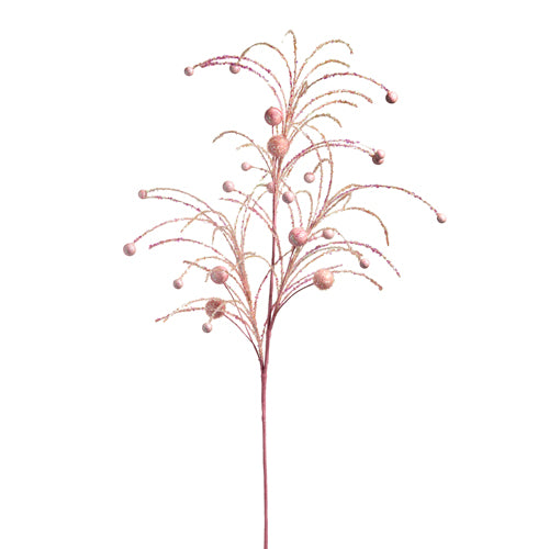 Light pink ball spray with glittered clustered spheres.