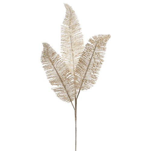 24" Pearl Fern Spray Glittered
