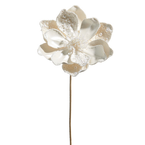 20" White Pearl Magnolia Beaded Pick