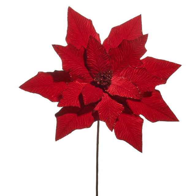 Red poinsettia stem, 23 inch, for Christmas decorating