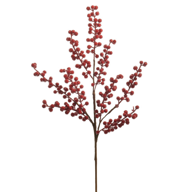 Red iced spray for holiday decorating