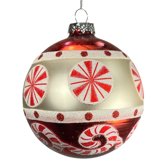 4" Peppermint Glass Ornament
