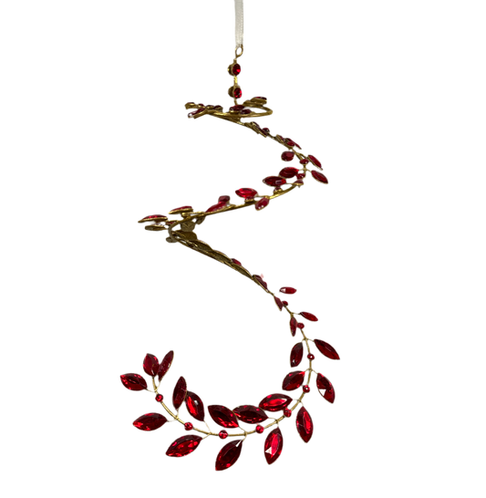 9" Swirl Rhinestone Red