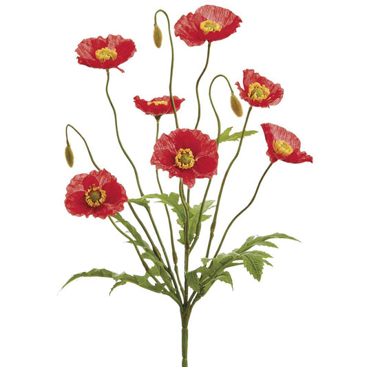 15" Red Poppy Bush