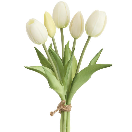 10" Tulip Bouquet Cream Real Touch