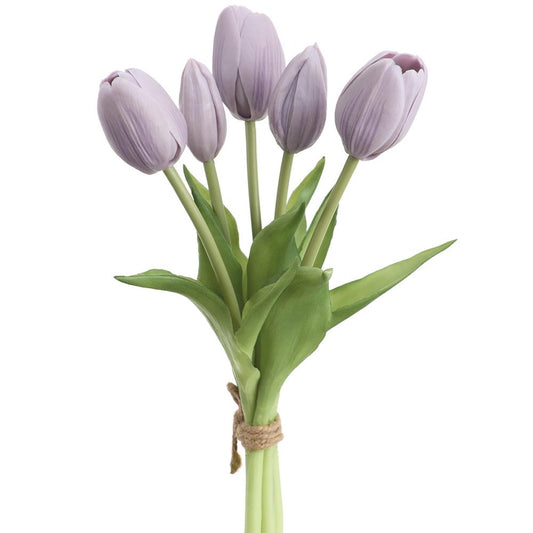 10" Tulip Bouquet Lavender Real Touch