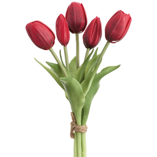 10" Tulip Bouquet Red Real Touch